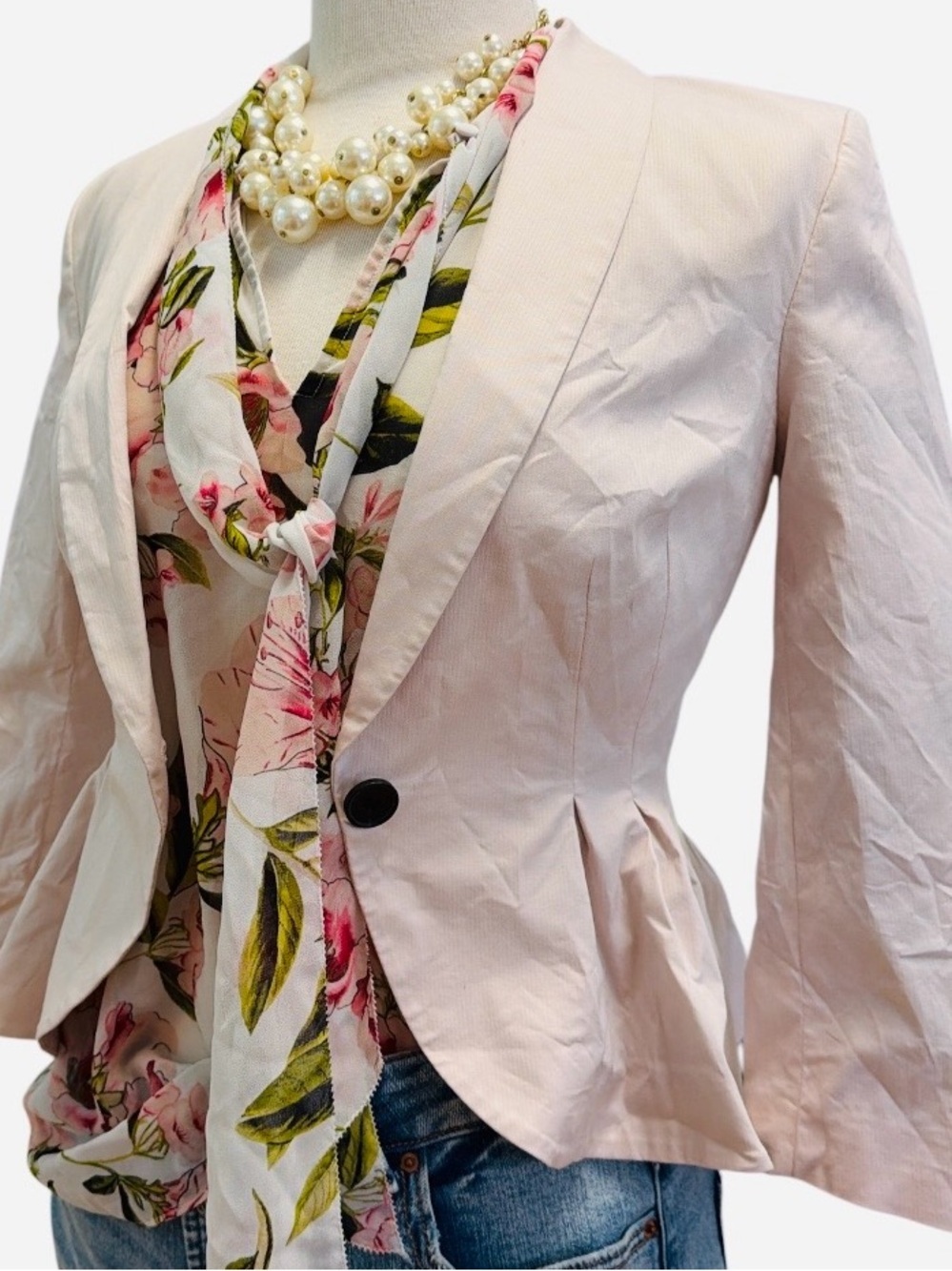 H&M Pale Pink Peplum Blazer